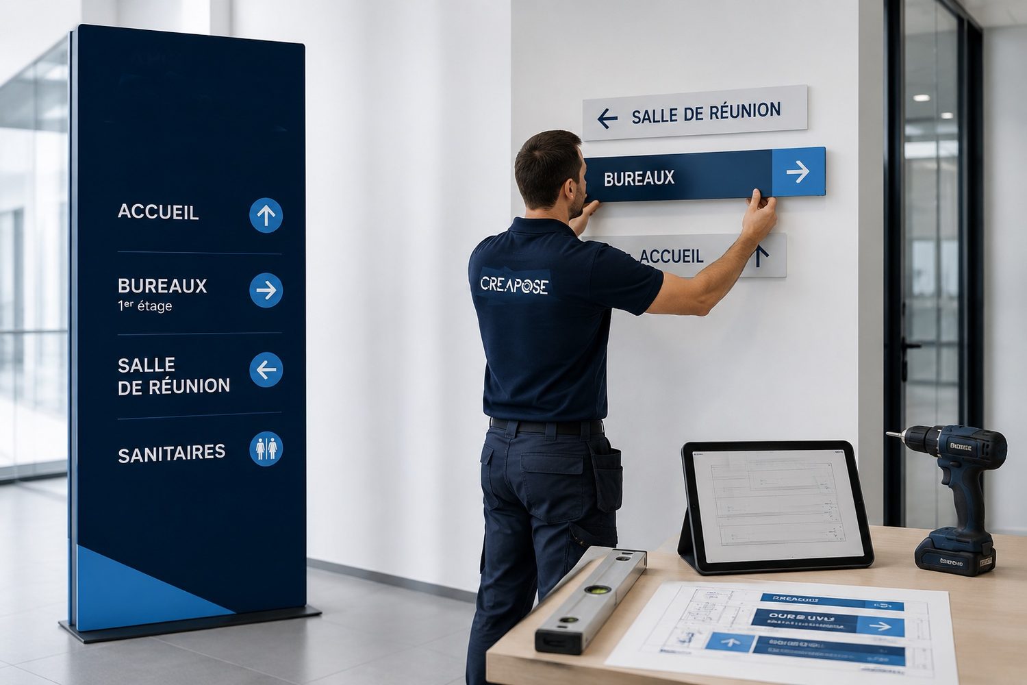 Signalétique directionnelle CREAPOSE en magasin